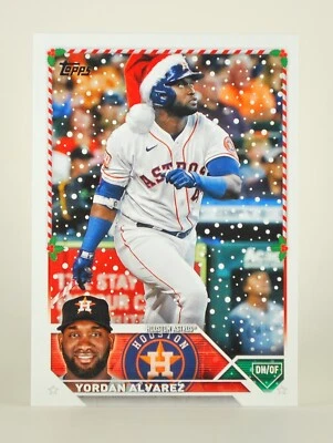 2023 Topps Holiday #H160 Yordan Alvarez SP Santa Hat Variation - Image 1 of 2
