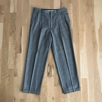 Harry Vardon Pants Men’s 35X31 Gray Vintage Pleated Front 100% New Wool Slacks - Image 1 of 4