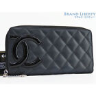 Chanel Cambon Line Coco Mark Round Zipper Wallet Black Used