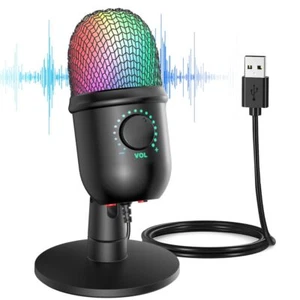 Gaming USB Mikrofon PC RGB Microphone Streaming Podcast Studio Kondensator Mic - Bild 1 von 12