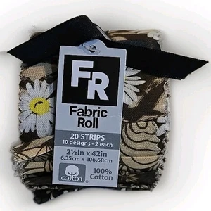FR Quilt Jelly Roll 20 Streifen 2 1/2x42" Braun Drucke Baumwollstoff Neu - Bild 1 von 8