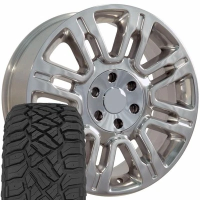 OE Wheels FR98 20x8.5 Polished Wheels & 275/55R20 R/T Tires Set 6X135 44ET - Image 1 of 4