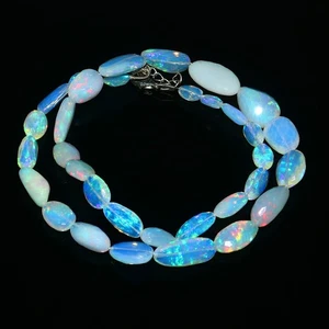 Blaue Galaxie Opal Nuggets Perlen Echt Opal Edelstein Perlen Handarbeit Halskette US2141 - Bild 1 von 4
