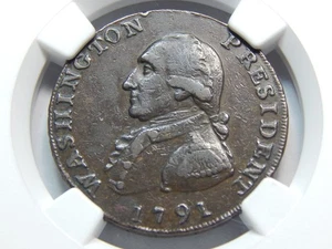 Centavo colonial Washington 1791 1C, águila grande XF-45 NGC, ¡Bonito marrón chocolate! - Imagen 1 de 3