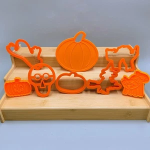 Vintage Lot Halloween Orange Cookie Cutters 2-4" Cat Witch Ghost Skull Pumpkin - Picture 1 of 9