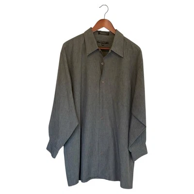 Domani Platinum Men's XL Gray Long Sleeve Button Up Shirt Micro Polyester - Image 1 of 4