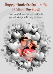 NEW DESIGN Happy Anniversary To My Darling Husband A5 Stunning Verses Card Love - Picture 1 of 4