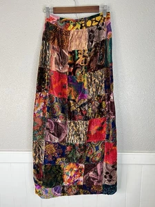 Maxi Falda De Colección Años 60 70 Patchwork Terciopelo Pequeña 26 Cintura Hippie Bohemia Boho - Imagen 1 de 12