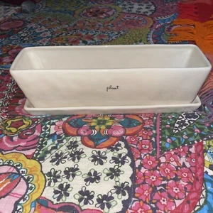 Pottery Barn Tea Garden By Rae Dunn Long Planter W Drip Tray - Picture 1 of 3