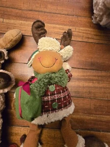Plush Wind Up Musical Reindeer Christmas Green Red Outfit Gift - 12 in - Picture 1 of 4