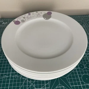 KUTAHYA PORCELEN Set di sette (7) piatti 10" porcellana cerchi viola - Foto 1 di 8