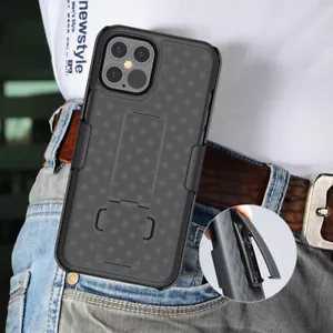 For iPhone 13 12 Pro Max Shockproof Heavy Hybrid Holster Belt Clip Case Cover - Picture 1 of 7