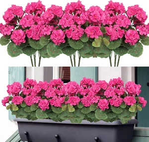 3 Pack UV Resistant Red Geranium Silk Flowers for Outdoor Decor - Picture 1 of 13