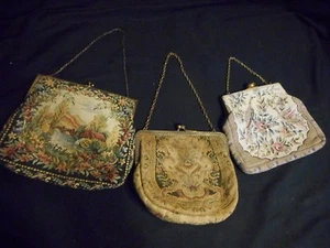 Vintage 3 Gobelin Petite Point Nadelspitze Handtaschen Walborg Frankreich - Bild 1 von 12