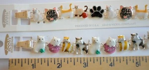 Cat Tile Bracelet w Magnetic Clasp Closure / Silver-tone Set / Cat Mom ~ Cat Paw - Picture 1 of 4