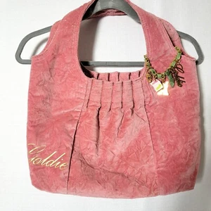 Goldie Ltd Edition 6 Womens Handbag Pink Velour Velvet Gold Chain & Charms NWT - Picture 1 of 10