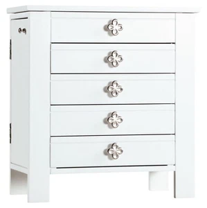 Christmas Gift Jewelry Chest Organizer for Women, Jewelry Box with Mirror, White - Picture 1 of 5