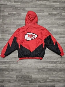 Vintage 90's Kansas City Chiefs Pullover Puffer Jacket Logo Starter Size Large - Picture 1 of 13