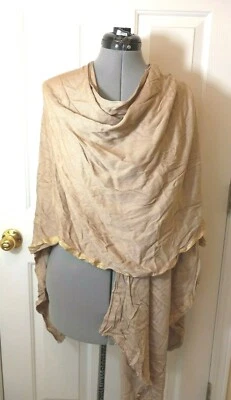 CALVIN KLEIN Women's One Size Brown Beige Viscose Blend Wrap Poncho - Image 1 of 4