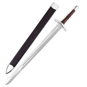 1095 High Carbon Steel Medieval Sword w/ Wood Handle | Faux Snake skin Scabbard - Picture 1 of 6