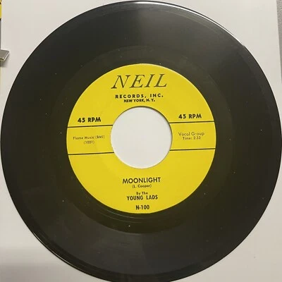 The Young Lads 1956  DOO WOP 45 Moonlight / I'm In Love NEIL REPRO MINT - Image 1 of 2