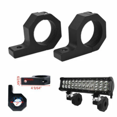 2Pcs 1.5" 2" Bumper Tube Bull Bar Car Off-Road Working Fog Lights Mount Brackets - Image 1 of 4