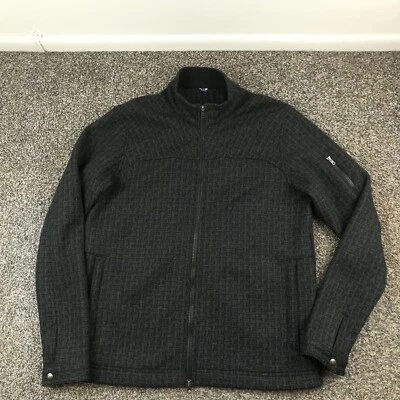 Ibex Jacket Thick Wool Geometric Zig Zag Full Zip Black Gray Mens Large - Image 1 of 4