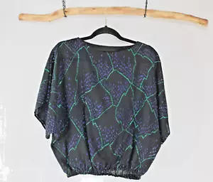 Halbtransparentes schwarz verziertes Fledermaus Flügel Top John's Girl Petites Vintage Clubbing - Bild 1 von 6