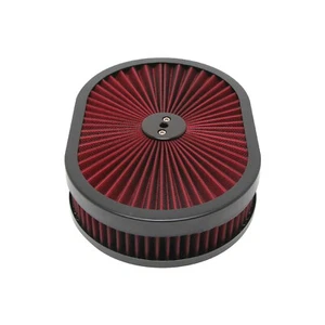Juego de purificador de aire ovalado de 12" Super Flow - negro/rojo Hot Rod Chevy Ford Mopar - Imagen 1 de 3