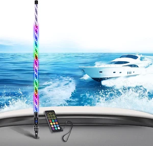 4FT 360° Spiral Boat Stern Light Boat Anchor Light with Remote Control, Plug-In - Picture 1 of 7