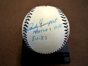 RANDY GUMPERT MANTLES 1ST JIM LONBORG LAST HR SIGNED AUTO MANTLE #7 BASEBALL JSA - Picture 1 of 3