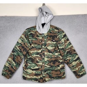 DICKIES Hoodie Girls Large 14/16 Green Camouflage Snap button Close Lined Filled - Picture 1 of 14