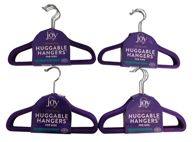 Nuevo en Paquete Joy Mangano Lote de 4 Perchas Abrazables Púrpura para NIÑOS Paquete de 5 (20 en Total) LEER Foto 1 de 4