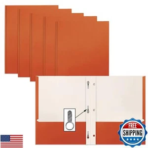 Better Office Products Orange Paper 2 Pocket Folders with Prongs, 50 Pack, Ma - Picture 1 of 5