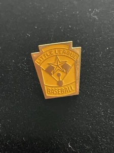 VINTAGE LITTLE LEAGUE BASEBALL PIN 1960's YELLOW ENAMEL SCREWBACK - Picture 1 of 3