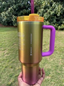 Authentic 2024 Starbucks x Stanley Summer Sunset Yellow Pink 40oz Tumbler - Bild 1 von 5