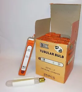 EXTRA Brand BOX of 20 TUBULAR Frosted BULBS 20W 130V Model 20T6-1/2/F Long Life - Picture 1 of 5