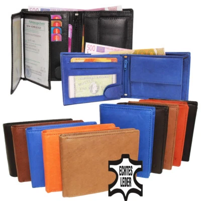 Herren Geldbörse Geldbeutel Portemonnaie echt Leder Querformat Hochformat Neu - Bild 1 von 4