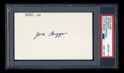 JOE BEGGS SIGNED INDEX CARD PSA/DNA AUTO 1940 CINCINNATI REDS WSC GEM MINT 10 - Image 1 of 2