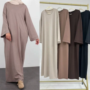 Women Long Sleeve Maxi Dress Muslim Abaya Kaftan Pockets Robe Ramadan Party Gown - Picture 1 of 40