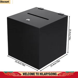 Acrylic Square Donation Box Money Storage Container Suggestion Box With Lock - Picture 1 of 26