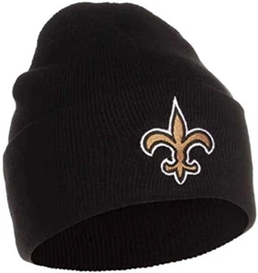New Orleans Saints Black Cuffed Knit Beanie Hat NFL Football - Picture 1 of 1