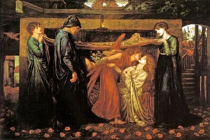 DANTE'S DREAM AT THE TIME OF THE DEATH OF BEATRICE ANGEL KISS BY ROSSETTI REPRO - Picture 1 of 3