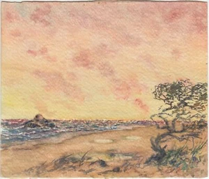 John Flexmore Original Watercolour Painting, ‘Seascape at Sunset’ Unframed - Bild 1 von 2
