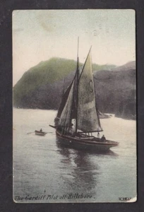 Wales Glamorgan CARDIFF shipping PILOT BOAT off Hillsboro used 1907 postcard - Foto 1 di 2