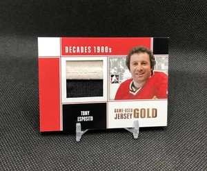 2010-11 ITG DECADES 1980s Tony Esposito CHUNKY 2 COLOR GAME USED PATCH GOLD SSP! - Picture 1 of 16