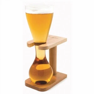 Quarter Yard of Ale Glas mit Holzständer Kwak / Belgische Glaswaren Design Geschenk - Bild 1 von 3