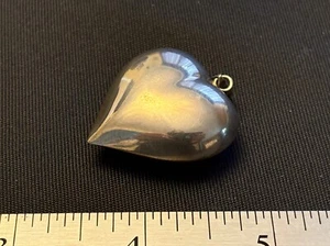 "Colgante de plata de ley 925 corazón hinchado encanto hinchado 1,25"" x 1,25"" vintage" - Imagen 1 de 11
