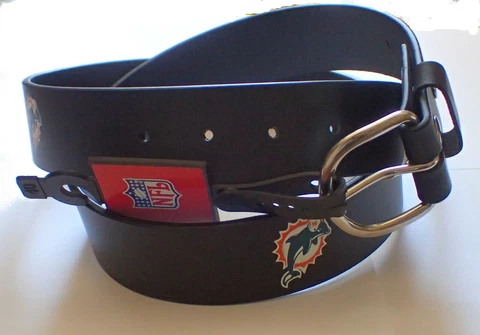 VINTAGE MIAMI DOLPHINS SOLID LEATHER BELT WITH SNAPS/REMOVABLE BUCKLE SIZE 34 Cover