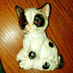 MCM Porcelain Kitten Figurine White Black Sweet Face Made in Japan - Bild 1 von 12
